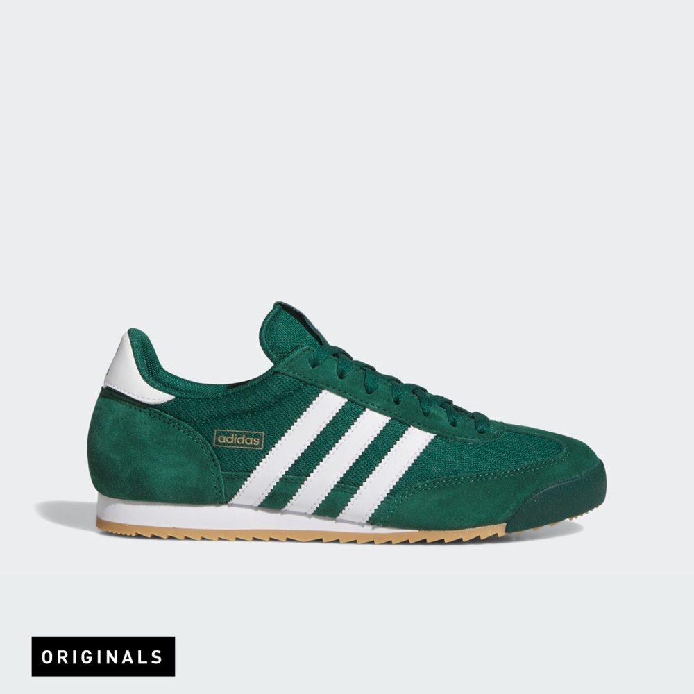 adidas Green and White Low-Top Suede Sneakers
